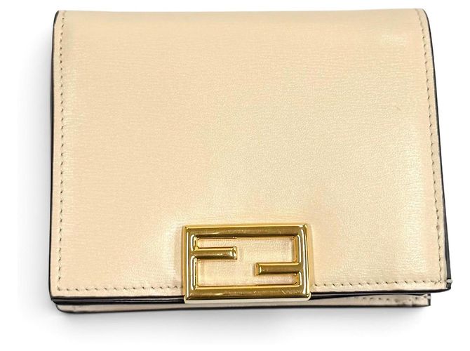 Fendi Beige Leather Bi-Fold Wallet