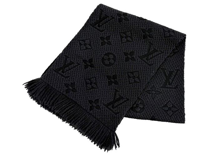 Stola con frange Monogram Louis Vuitton Nero