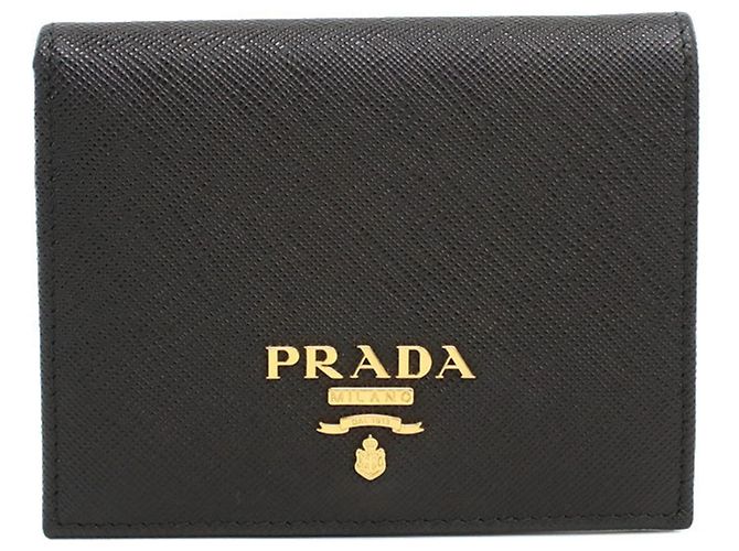 Portafoglio Bi-Fold Prada in pelle Saffiano nera Nero