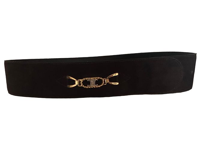 Céline Triomphe Wide Brown Suede Belt