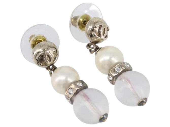 CHANEL Pierce Metal Silver CC Auth 198814A Argento