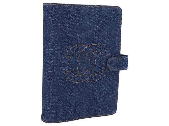 Capa de Agenda CHANEL COCO Mark Denim Azul CC Dourado Auth SW2693SAM