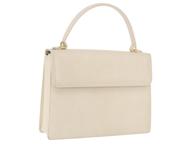 Bolsa VALENTINO em couro Marfim Dourado Auth 197735 Cru