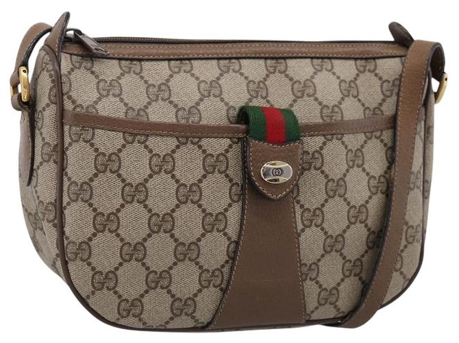 Borsa GUCCI GG Supreme Web Sherry Line PVC Beige Oro 89 02 032 Auth 199582 D'oro