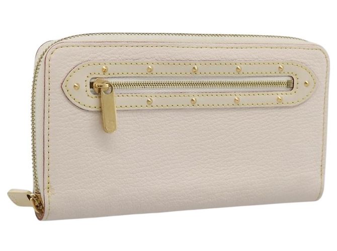 LOUIS VUITTON Suhari Zippy Wallet Lange Geldbörse Leder White M93026 Auth BA15356A Weiß