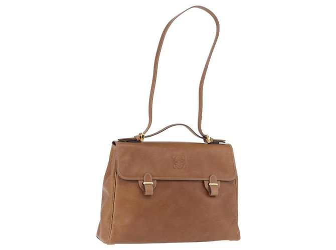 LOEWE Handtasche Leder 2way Braun Gold Authentisch 197164 Golden
