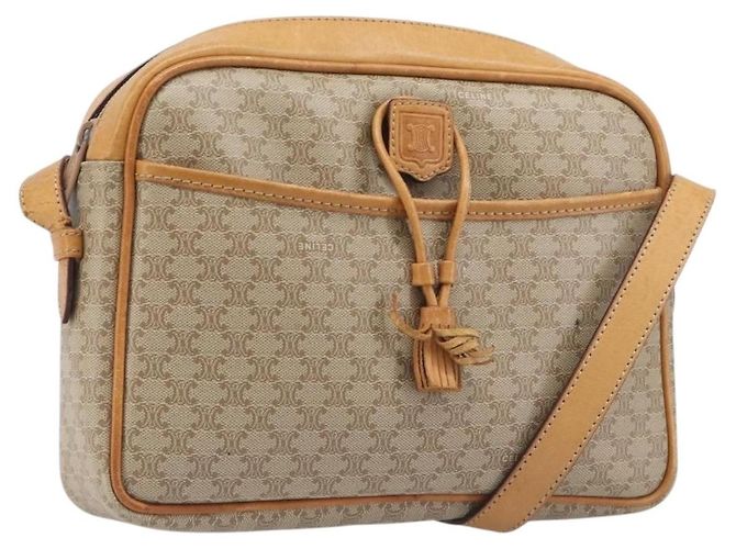 Céline Sac à épaule CELINE Macadam Canvas PVC Beige Gold Auth 196864 Doré