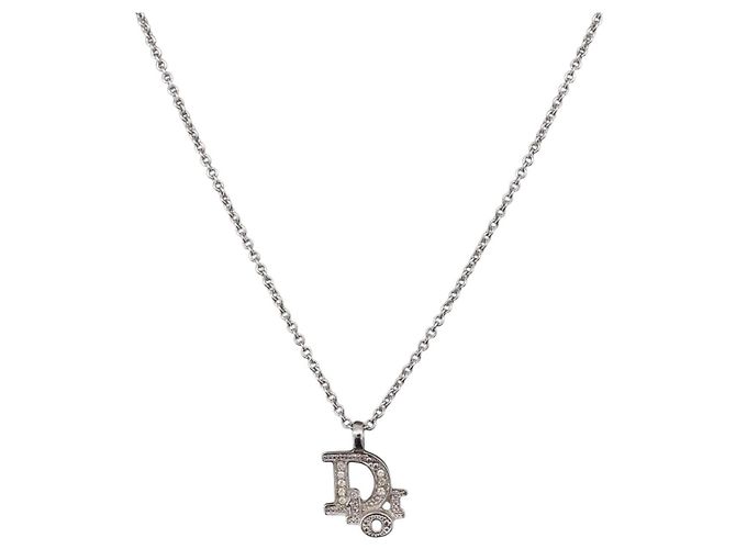 Christian Dior Halskette Metall Silver Auth ka5906 Silber