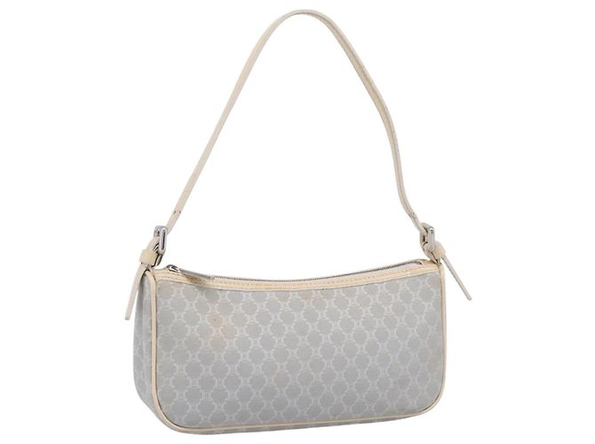 Céline CELINE Macadam Canvas Handtasche Hellblau Silber Auth 200167