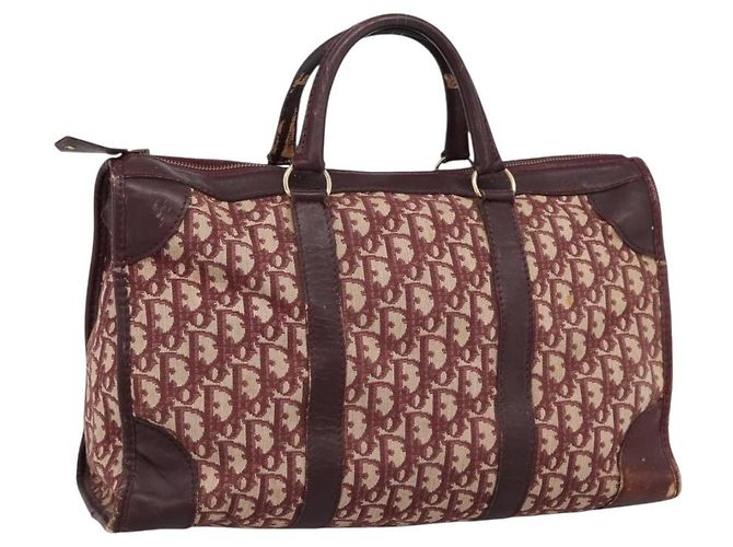 Borsa Boston Christian Dior Trotter Canvas Rossa Oro Auth 197860 Rosso D'oro