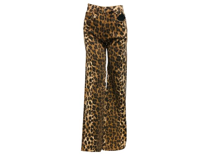 R13 Brown / Black Stone Washed Leopard Jane Jean Marrom