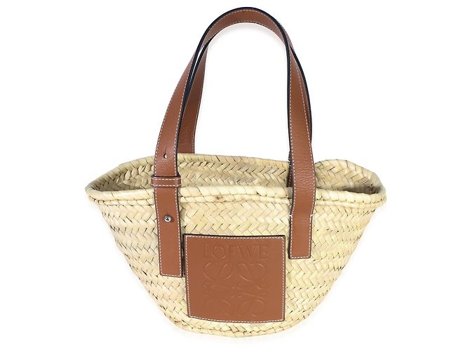 Petit sac panier Loewe en raphia Natural Tan Marron Beige