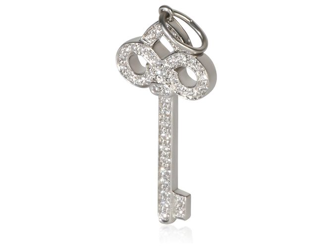 Tiffany & Co. Platinum Diamond Mini Fleur de Lis Key Pendant