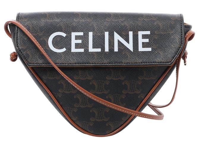 Céline Borsa a tracolla Celine Triomphe Triangle in PVC e pelle, marrone