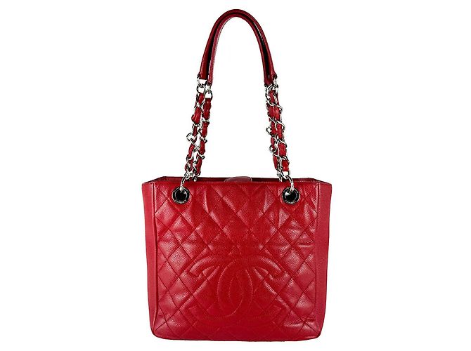 Bolsa Chanel PST em couro de bezerro granulado vermelho