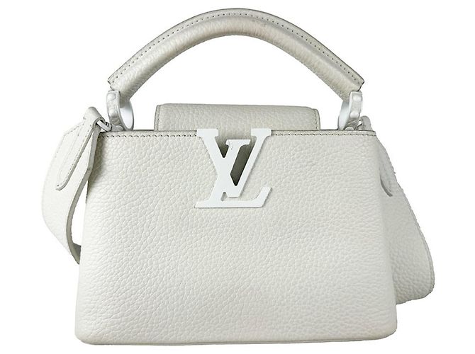 Bolsa de mão Louis Vuitton Capucines MINI em couro branco