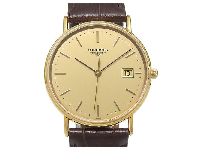 Longines L4 636 2 Gold Dial Watch Brown