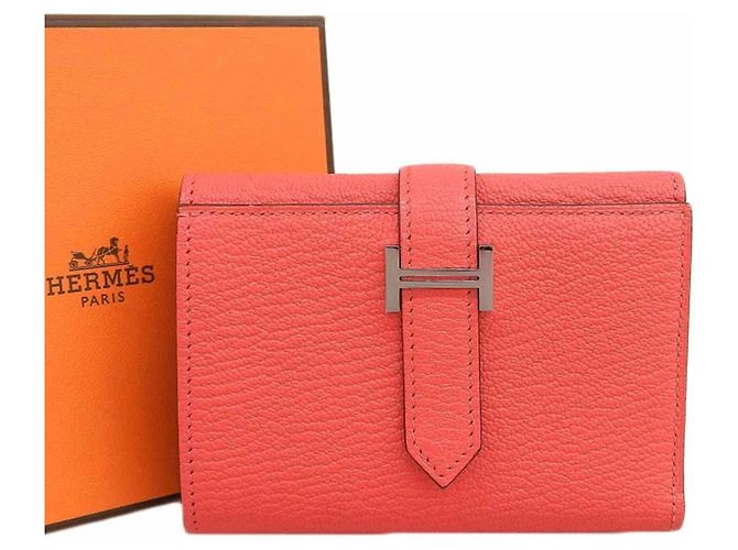 Hermès Portafoglio tri-fold combinato Hermes Bearn in Rosa