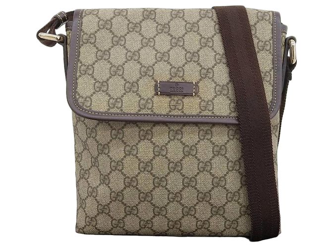 Bolsa de Ombro Gucci GG Supreme Plus Marrom Bege