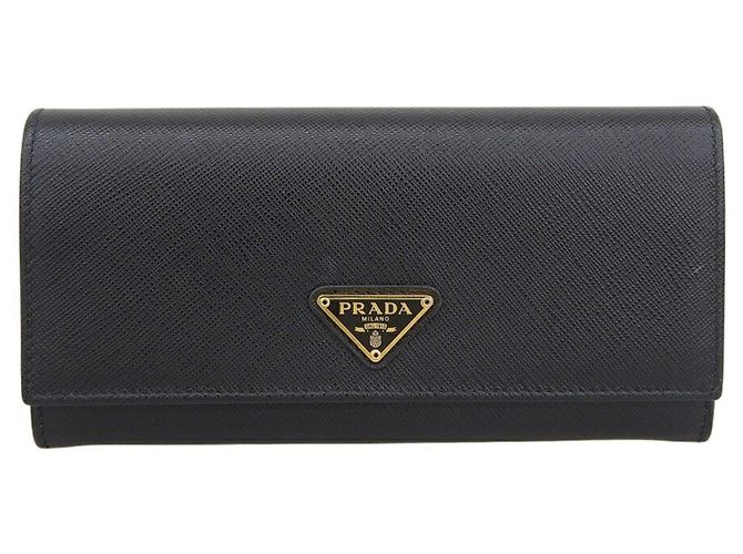 Portefeuille long Prada en cuir Saffiano noir