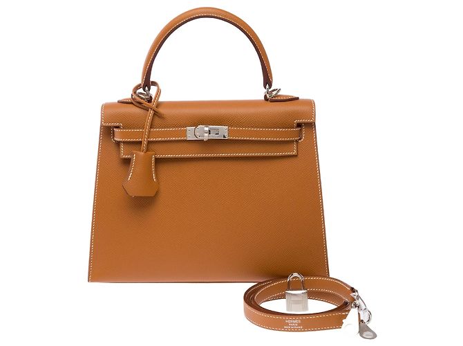 Hermès Bolsa HERMES Kelly 25 em Couro Dourado - 103843