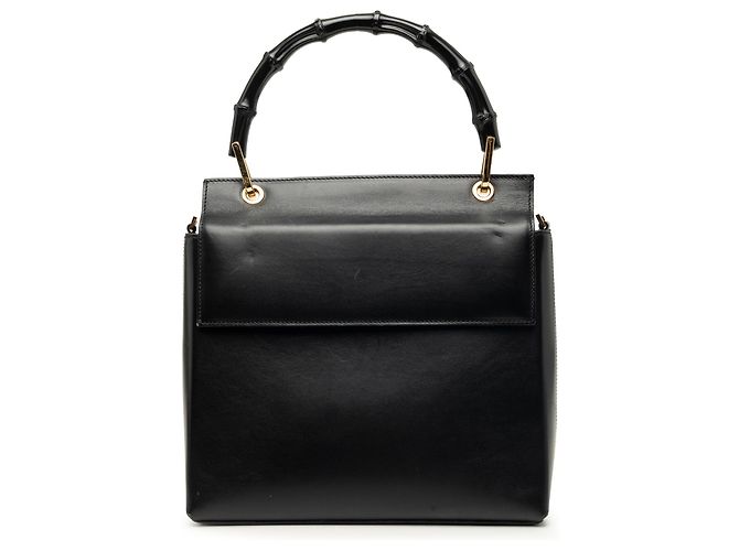 Bamboo Borsa Satchel Gucci in vitello nero con bambù