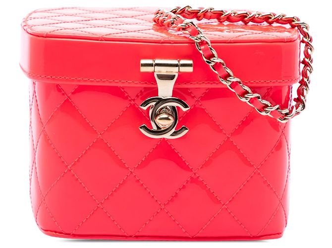 Pink Chanel Mini CC gesteppte Lackleder Vanity Bag