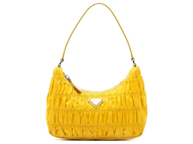 Borsa a tracolla Prada Tessuto Gaufre Re Edition Gialla Giallo