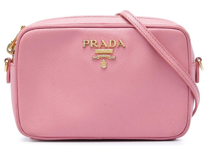 Mini sac caméra Prada Saffiano Lux rose