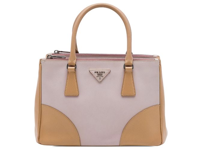 Borsa Prada Galleria Small Bicolor Saffiano Double Zip - Rosa