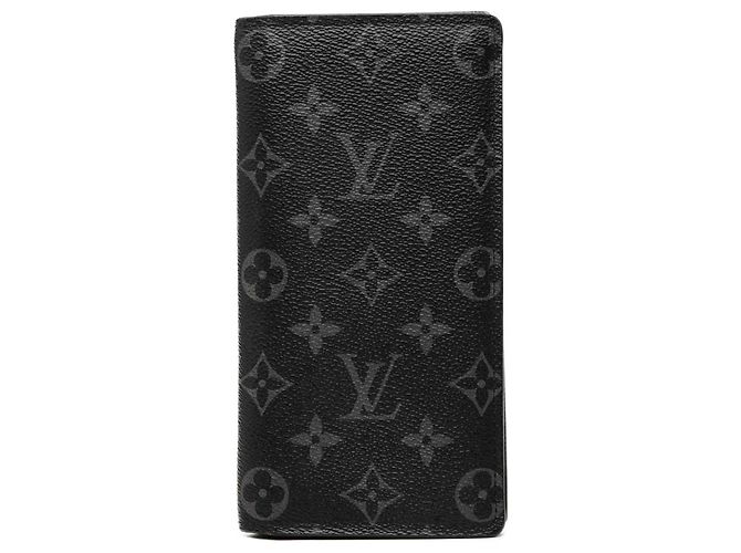 Cartera larga Louis Vuitton Monogram Eclipse Brazza negra Negro