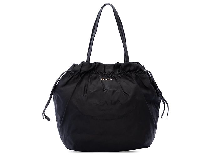 Borsa Tote Prada Tessuto Canapa Logo Nera Nero