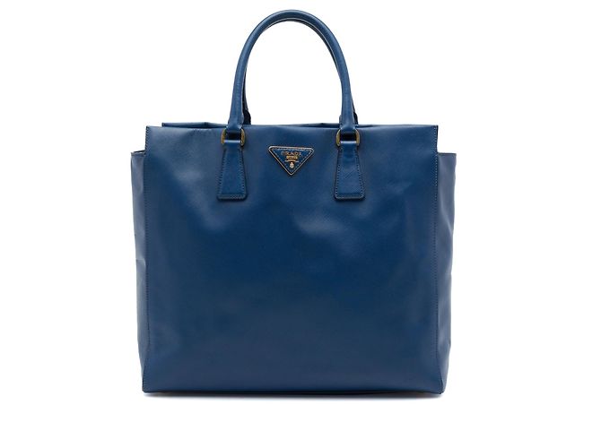 Borsa Tote Aperta Prada Saffiano Lux Blu