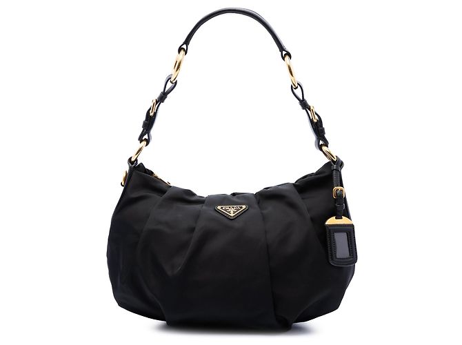 Borsa Hobo plissettata Prada Tessuto nera Nero