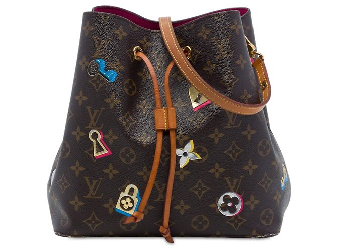 Louis Vuitton Monogram Love Lock Neonoe MM Bucket Bag Braun