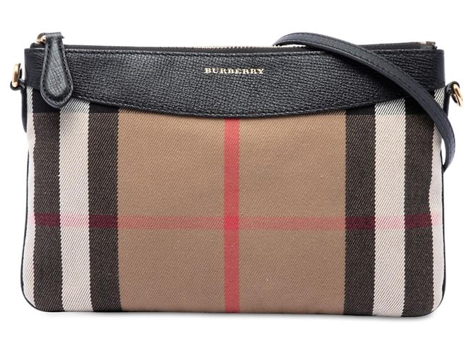 Borsa a tracolla Burberry Mega Check Canvas Derby Peyton Marrone