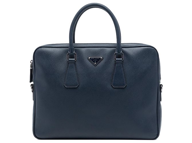 Sac business Prada Saffiano bleu