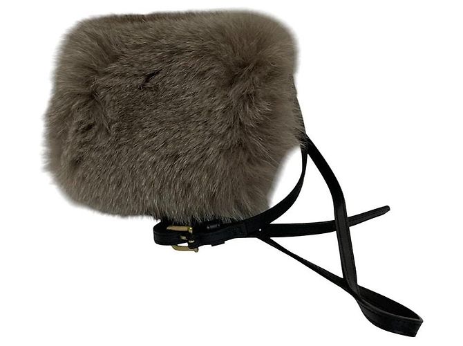 Autre Marque Bolsa de ombro de pele ikot Preto