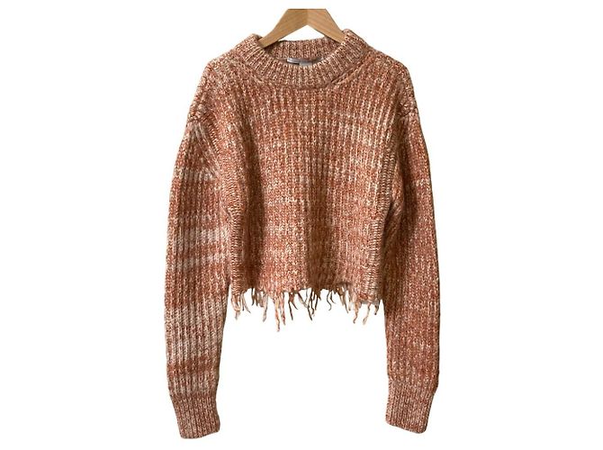 Stella Mc Cartney Jersey de punto con flecos de alpaca Stella McCartney Castaño Naranja