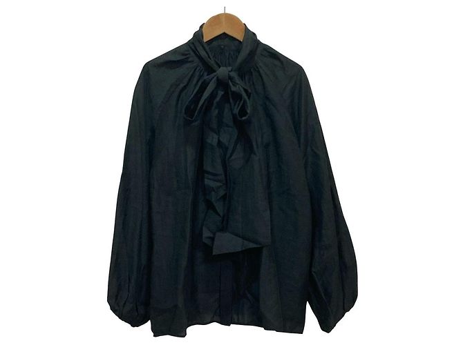 Autre Marque Mila Owen 2way Sheer Bowtie Bluse Schwarz