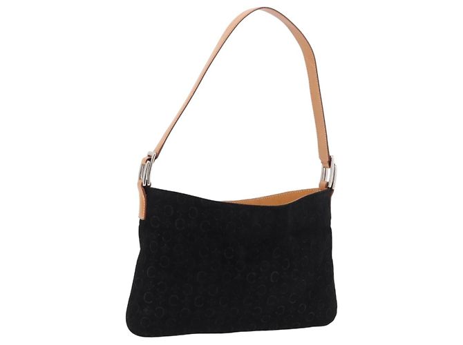 Céline CELINE C Macadam Canvas Hand Bag Suede Black Silver