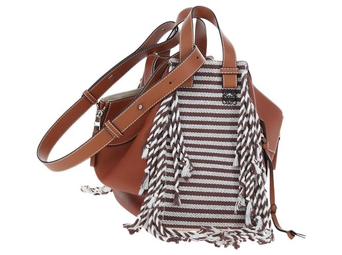 LOEWE Hammock Small Hand Bag Leather 2way Brown Silver