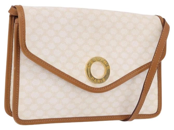 Céline CELINE Macadam Canvas Shoulder Bag PVC White Gold
