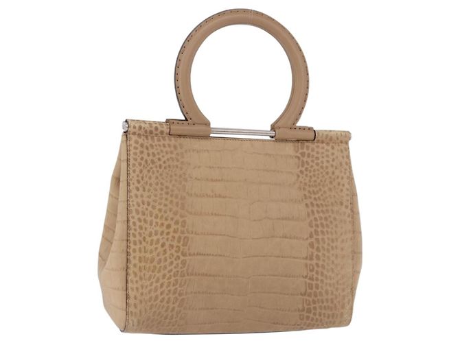 Salvatore Ferragamo Hand Bag Leather Brown Silver