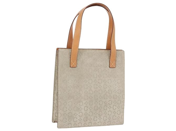 Céline CELINE C Macadam Canvas Handtasche Wildleder Grau Silber
