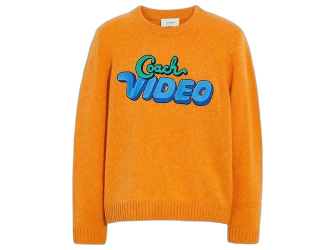 Coach Video bestickter Wollpullover Orange