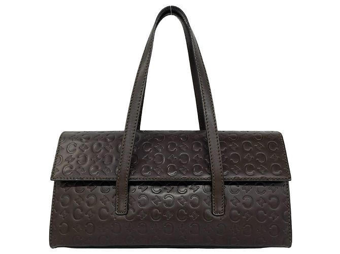 Céline Sac à main en cuir embossé Celine C Macadam Triomphe Logo Marron