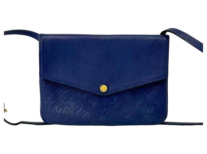 Borsa a tracolla Louis Vuitton Twice Monogram Empreinte Leather Blu