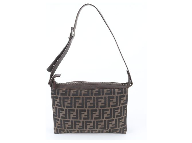 Borsa a tracolla Fendi Zucca in pelle e canvas Marrone