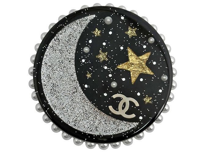 Spilla Chanel Coco Mark Star Nero Argento
